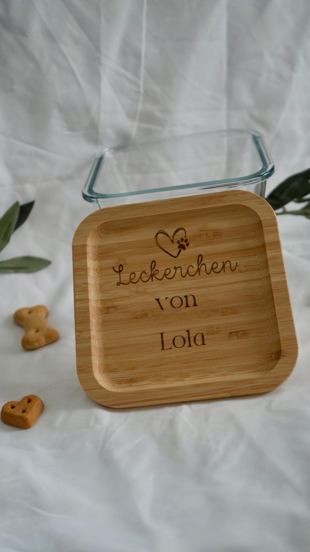 Große personalisierte Leckerlidose eckig