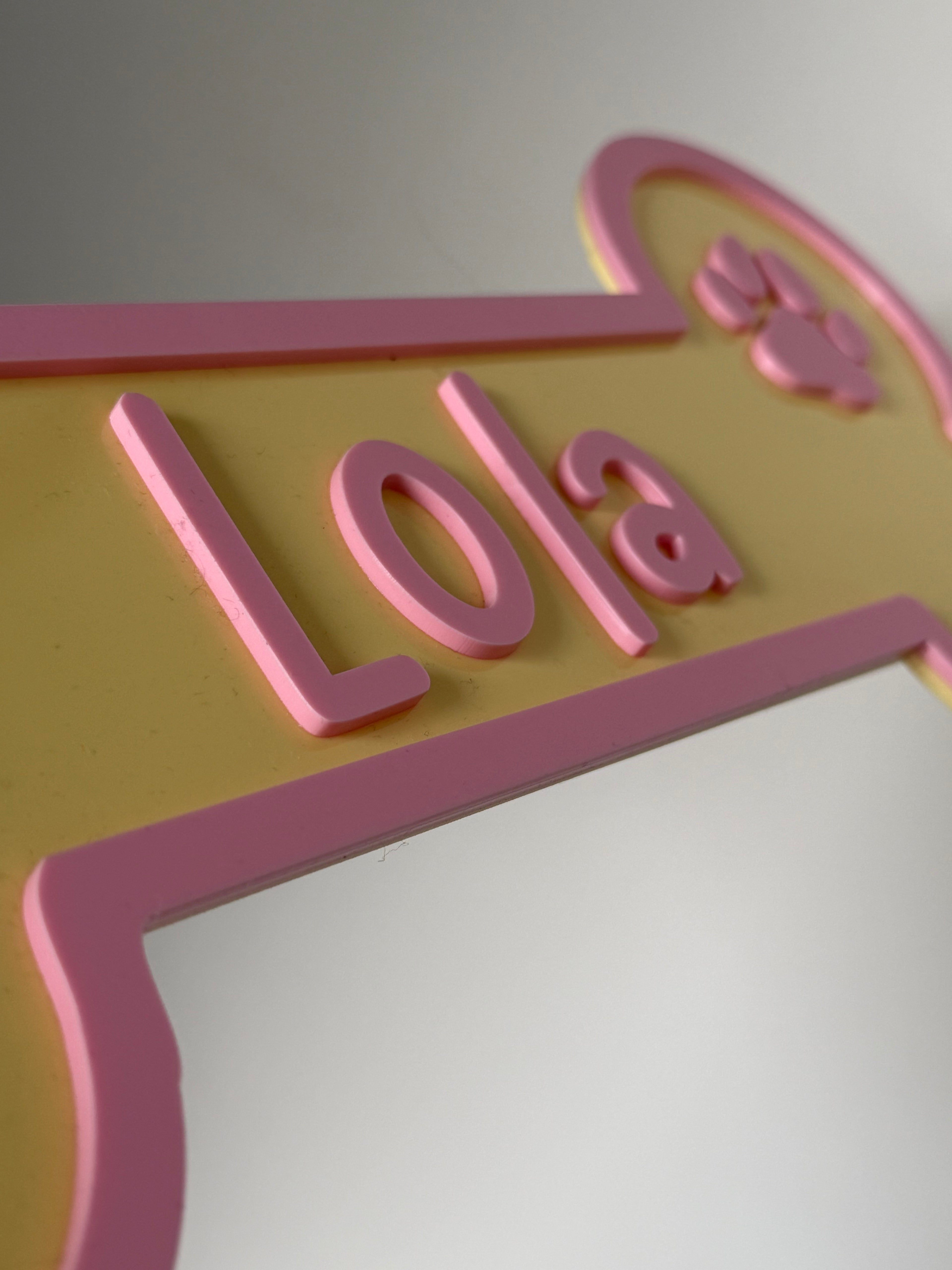 Seitliche Ansicht pfotenförmiger Wandhaken – personalisierbar mit Gravur für Leinen und Schlüssel