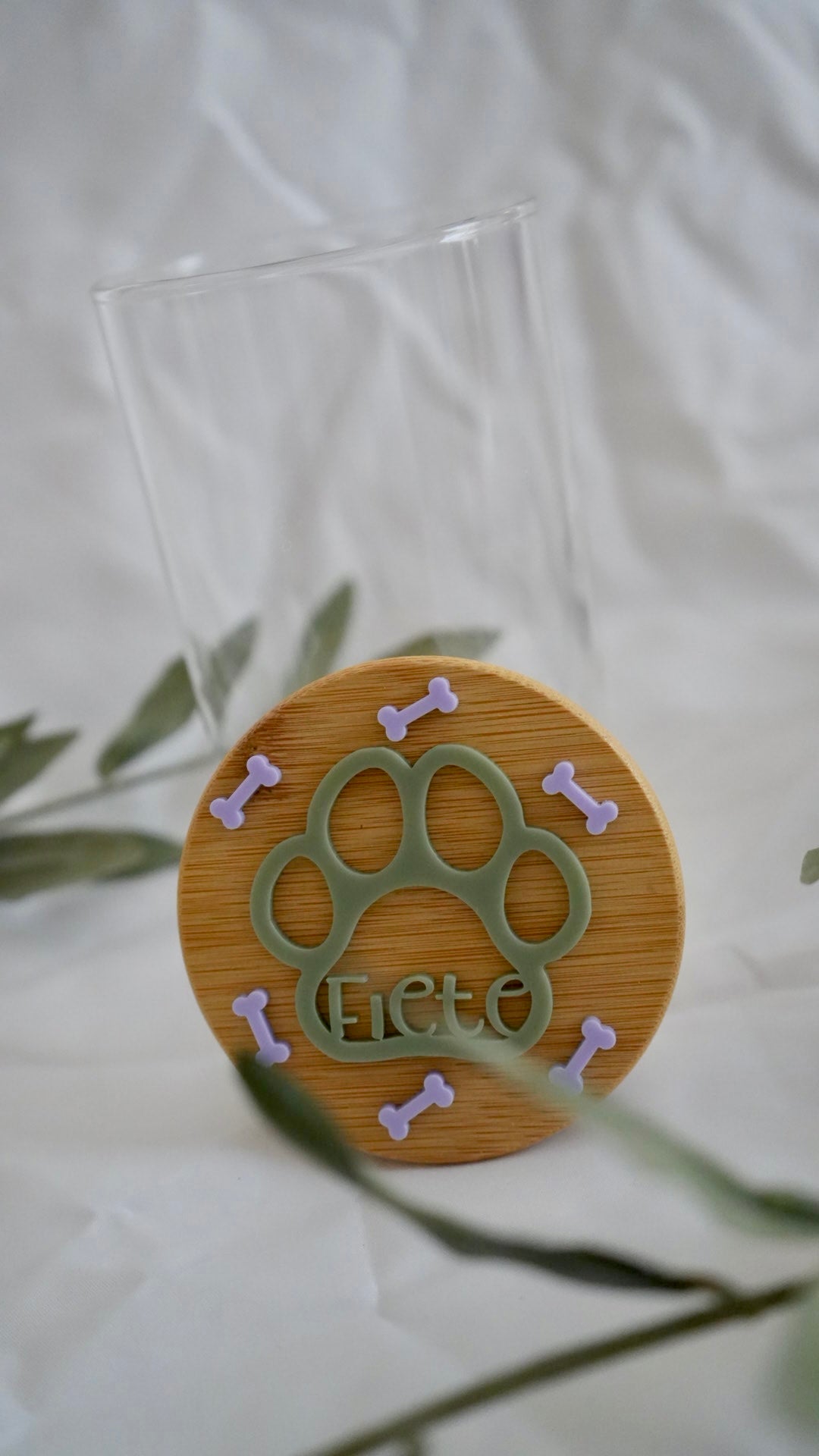 Personalisiertes Leckerliglas mit Knochen und Pfote - Frontal