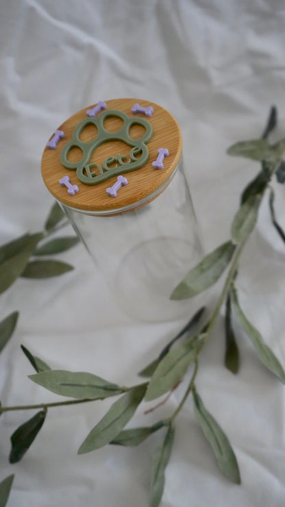 Personalisiertes Leckerliglas mit Knochen und Pfote - Dekorativ